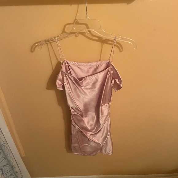 Helmut Lang Pink Drape Satin Mini Dress - Picture 5 of 8